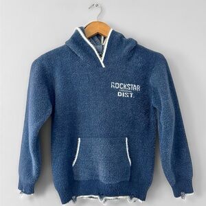 Rockstar Kids Blue Knit Hoodie Sweater Size 8 Lake Mohair Navy Knit Unisex
